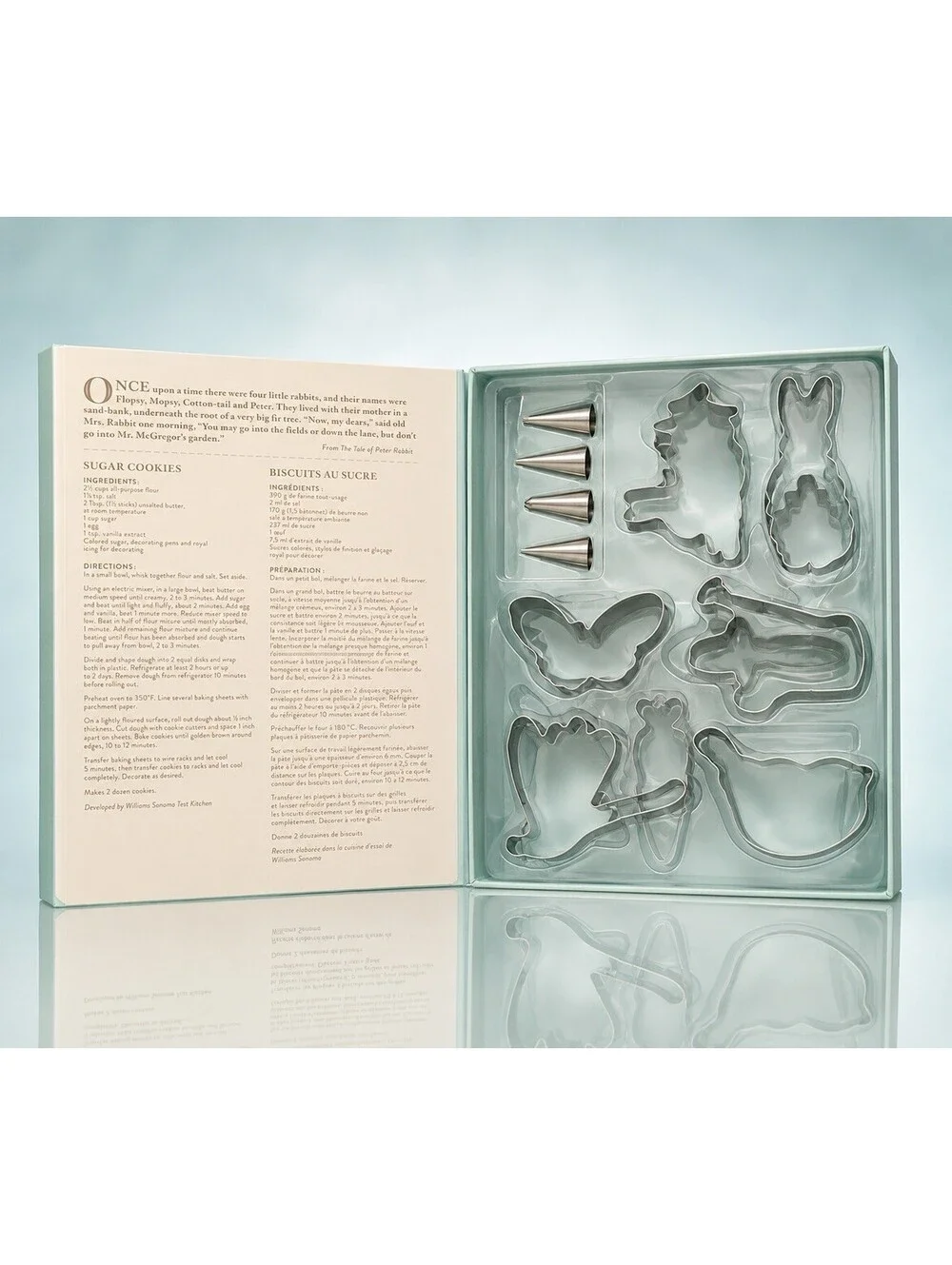 NIB Williams Sonoma 2020 Peter Rabbit Cookie Baking Kit 27 Piece Set, 7.5x10”